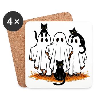 Halloween Ghost Cats - Coasters (set of 4) - white - Front