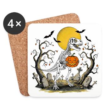 Halloween T Rex - Untersetzer (4er-Set) - Weiß - Vorne