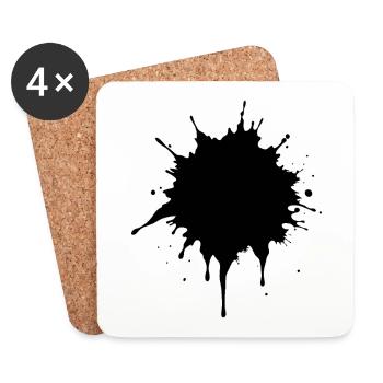 Éclaboussures d’encre - Dessous de verre (lot de 4) - blanc - Devant