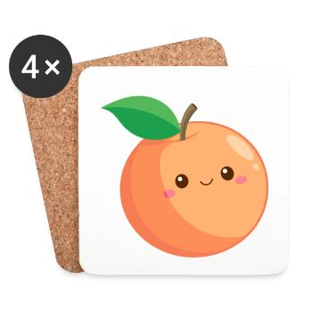 Kawaii Peach - Coasters (set of 4) - white - Front
