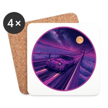 Retro 80er JDM Coupé Galaxy Highway Circle Emblem - Untersetzer (4er-Set) - Weiß - Vorne