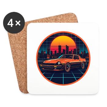 Retro 80er JDM Z Coupé Neon City Raster-Emblem - Untersetzer (4er-Set) - Weiß - Vorne