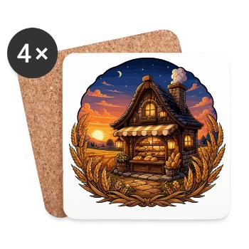 Le cottage du boulanger de conte de fées - Dessous de verre (lot de 4) - blanc - Devant