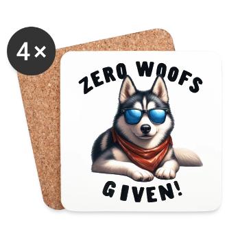 Zero Woofs reçoit un gadget cool pour le design de chien husky - Dessous de verre (lot de 4) - blanc - Devant