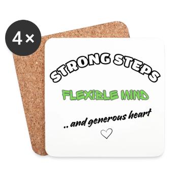 Pas forts, esprit flexible – cœur généreux - Dessous de verre (lot de 4) - blanc - Devant