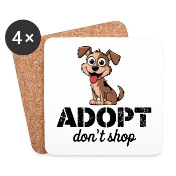 Cute Adopt Don't Shop Jack Russell Pup Cartoon 2 - Coasters (set of 4) - white - Front