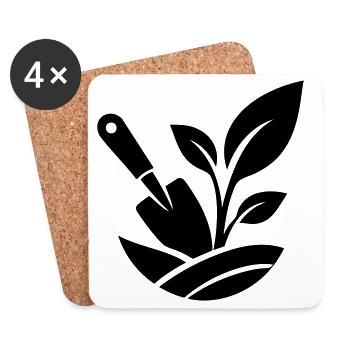 Gardening Shovel and Plants - Coasters (set of 4) - white - Front