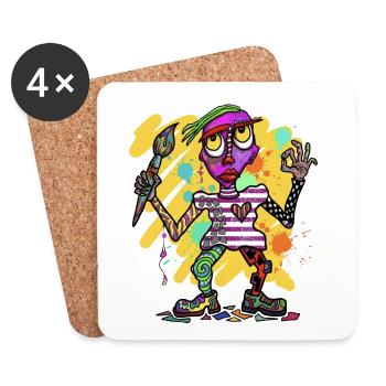 Figure fantastique colorée avec des touches de couleur - Dessous de verre (lot de 4) - blanc - Devant