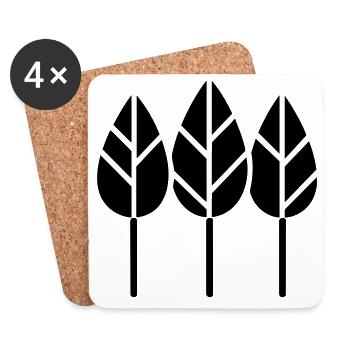 Motif horticole des trois arbres du jardinier - Dessous de verre (lot de 4) - blanc - Devant