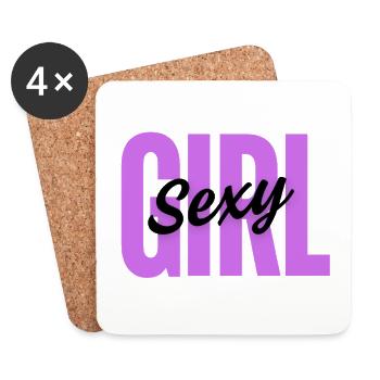 Fille sexy – Design féminin amusant - Dessous de verre (lot de 4) - blanc - Devant