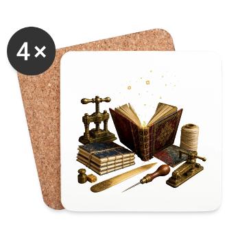 Celestial Bookbinder's Workshop - Coasters (set of 4) - white - Front