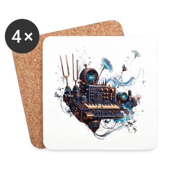 Synthétiseur mécanique céleste - Dessous de verre (lot de 4) - blanc - Devant
