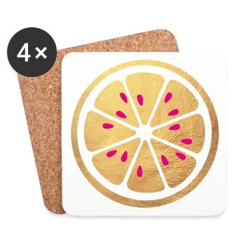 Lemon Pink Gold Party Fun Cocktail Summer Celebrate - Coasters (set of 4) - white - Front