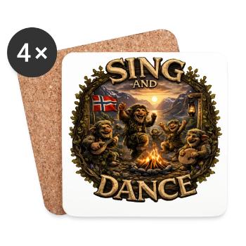 Singing and dancing - Coasters (set of 4) - white - Front