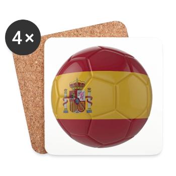 SPANIENS FLAGGE AUF EINEM FUSSBALL - Untersetzer (4er-Set) - Weiß - Vorne