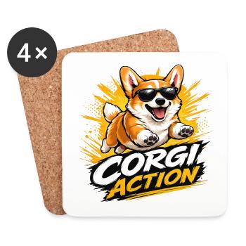 Corgi Action - Coasters (set of 4) - white - Front