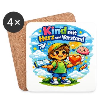 Kind mit Herz und Verstand - Untersetzer (4er-Set) - Weiß - Vorne