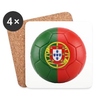 PORTUGALS FLAGGE AUF EINEM FUSSBALL - Untersetzer (4er-Set) - Weiß - Vorne