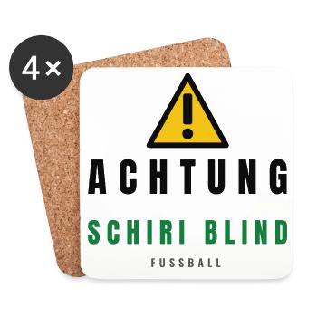 Achtung Schiri Blind Fußball - Untersetzer (4er-Set) - Weiß - Vorne