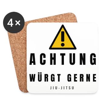Achtung Jiu Jitsu Warnzeichen - Untersetzer (4er-Set) - Weiß - Vorne