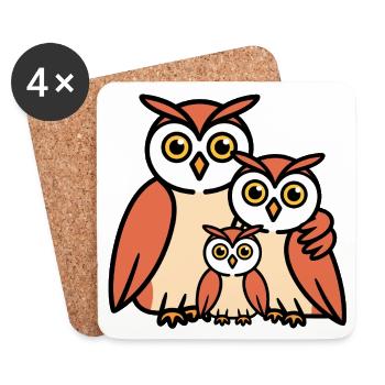 Owl family - Coasters (set of 4) - white - Front