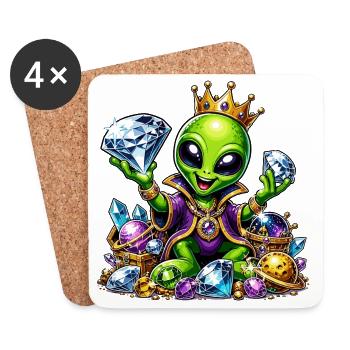 Alien Prinz mit Diamantenkronen - Untersetzer (4er-Set) - Weiß - Vorne