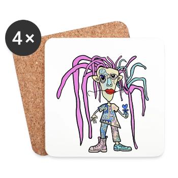 Pastel Tentacle Hero Patchwork - Coasters (set of 4) - white - Front