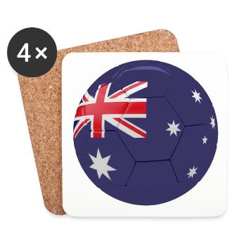 AUSTRALIENS FLAGGE AUF EINEM FUSSBALL - Untersetzer (4er-Set) - Weiß - Vorne