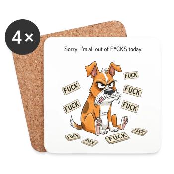 All Out of F*cks Funny Angry Dog Merch - Coasters (set of 4) - white - Front