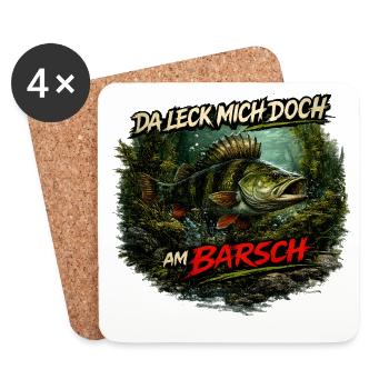 Da leck mich doch am Barsch – Flussbarsch | Angler - Untersetzer (4er-Set) - Weiß - Vorne