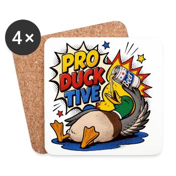 Canards, Bière Buvant, Amoureux de la Bière, Pro-canard-Atives - Dessous de verre (lot de 4) - blanc - Devant