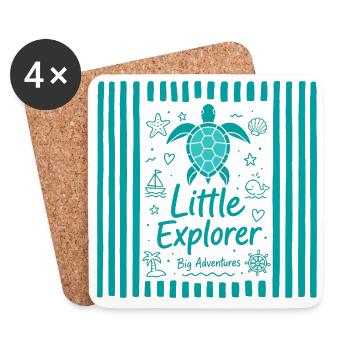 Little Explorer Turtle - Coasters (set of 4) - white - Front