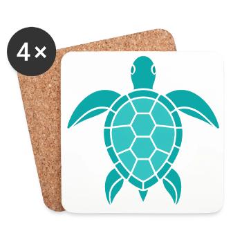 Motif de tortue - Dessous de verre (lot de 4) - blanc - Devant
