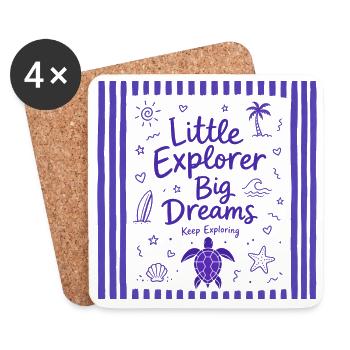 Little Explorer Big Dreams Keep Exploring - Untersetzer (4er-Set) - Weiß - Vorne