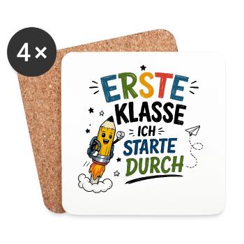 Erste Klasse Sternenstart - Untersetzer (4er-Set) - Weiß - Vorne