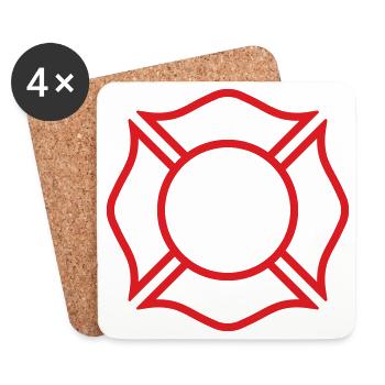 Firefighter Maltese Cross Line Badge Safety Symbol - Coasters (set of 4) - white - Front