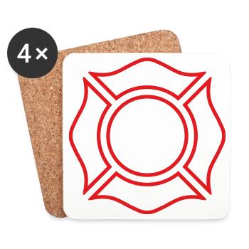 Firefighter Maltese Cross Line Badge Safety Symbol - Coasters (set of 4) - white - Front