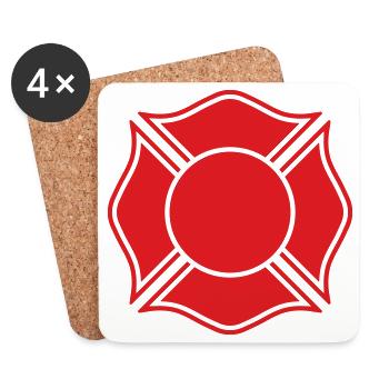 Pompier Maltese Cross Solid Badge Safety Symbo - Dessous de verre (lot de 4) - blanc - Devant