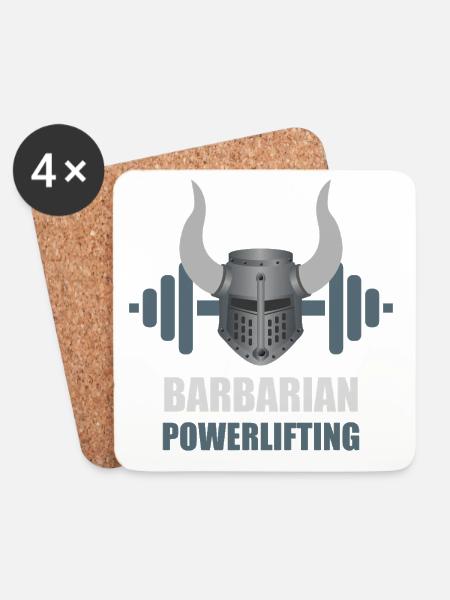 Barbarian Warrior Powerlifting Workout - Coasters (set of 4) - white