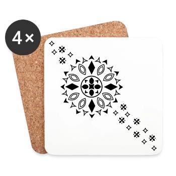 Schwarze Mandala-Blüte - Untersetzer (4er-Set) - Weiß - Vorne