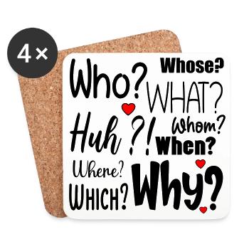 Questions d’anglais - Dessous de verre (lot de 4) - blanc - Devant