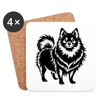 Chien de Poméranie - Dessous de verre (lot de 4) - blanc - Devant