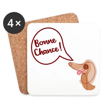 Bonne Chance Chien - Dessous de verre (lot de 4) - blanc - Devant