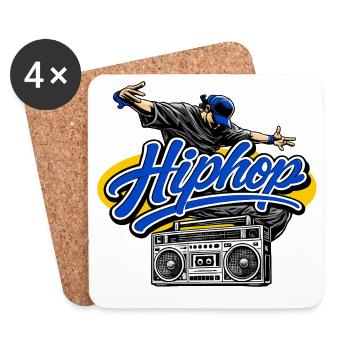 Hip Hop Boombox Blue Script Dancer Old School Art - Untersetzer (4er-Set) - Weiß - Vorne