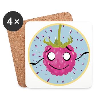 Cuddly raspberry face motif - Coasters (set of 4) - white - Front
