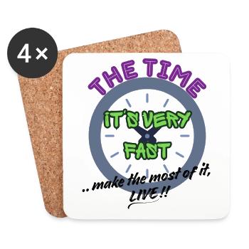 The Time Is Very Fast - Coasters (set of 4) - white - Front