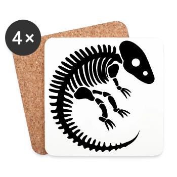 os fossile dinosaure préhistorique - Dessous de verre (lot de 4) - blanc - Devant