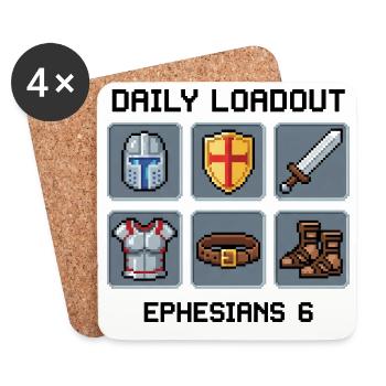 Armor of God Pixel Art- Ephesians 6 - Coasters (set of 4) - white - Front
