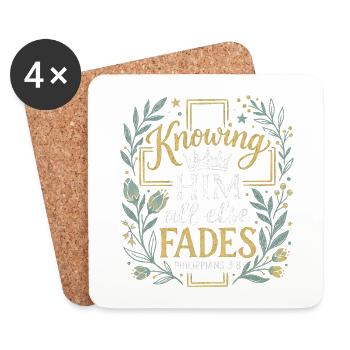 Knowing Him - Philippians 3:8 - Chalk Art Crown - Coasters (set of 4) - white - Front