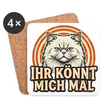 Ihr könnt mich mal - Persische Katze - Untersetzer (4er-Set) - Weiß - Vorne